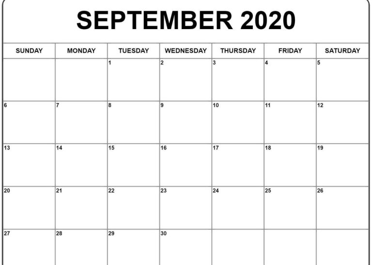 Calendar Worksheets September 2020