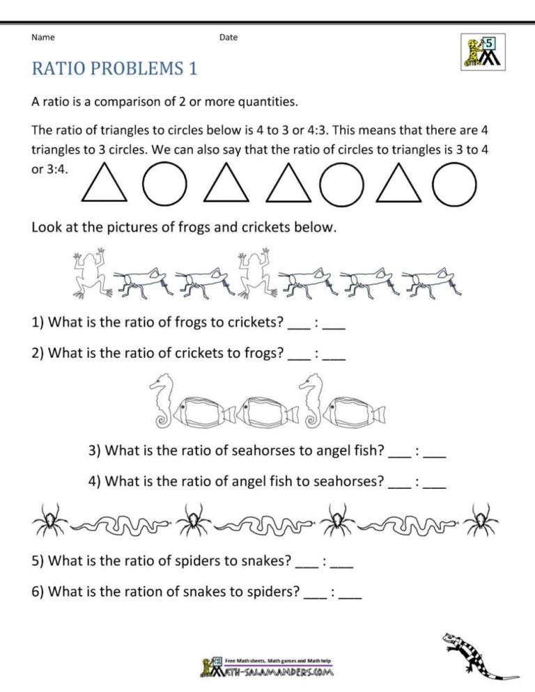 Ratio And Proportion Worksheets With Answers For Grade 7