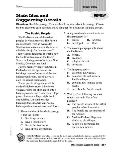 Main Idea And Supporting Details Worksheets Pdf