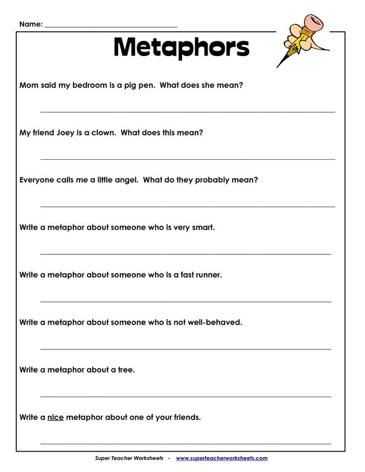 Metaphor Worksheets For Grade 4