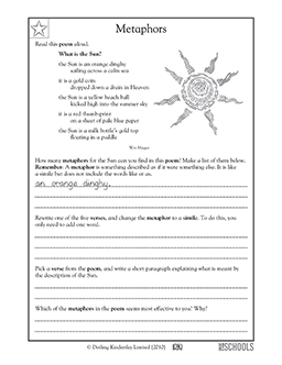 Poetry Worksheets For 4th Grade