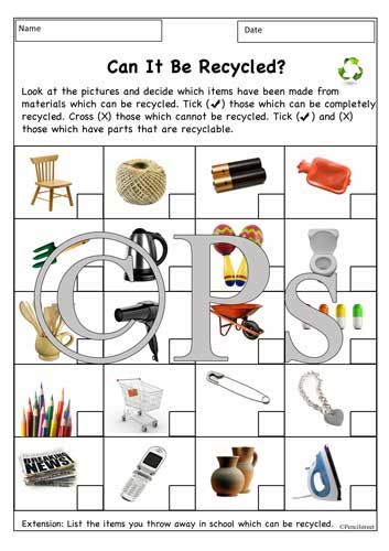 Recycling Worksheets Ks2