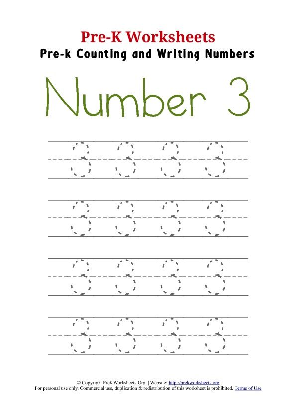 Number 3 Worksheets For Toddlers