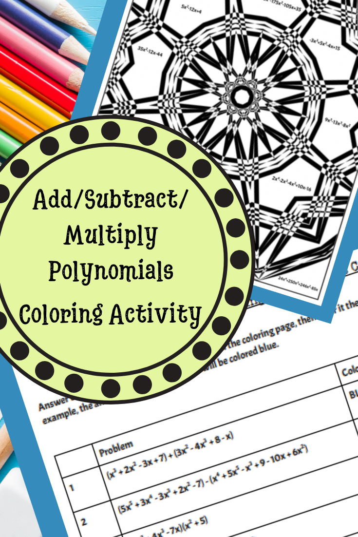 Multiplying Polynomials Worksheet Coloring Activity