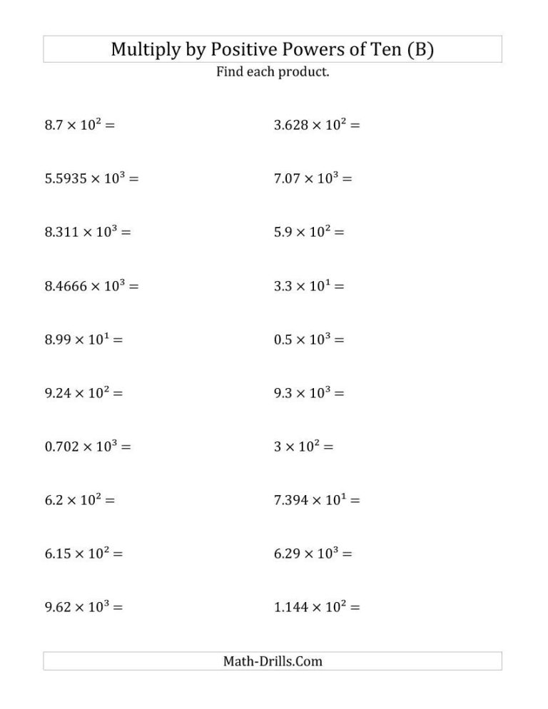 Exponents Worksheets Grade 6