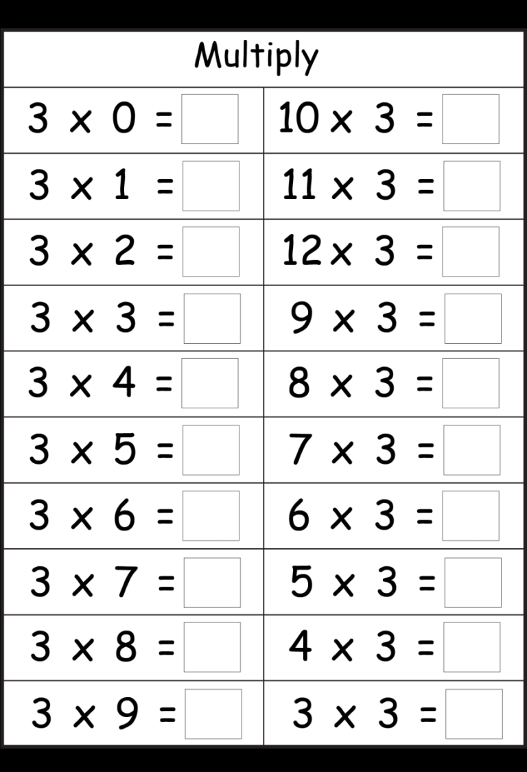 Printable Multiplication Worksheets 6 7 8 9