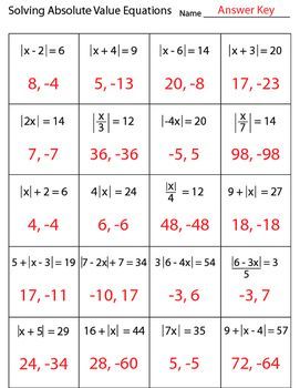 Equations Worksheet With Answers