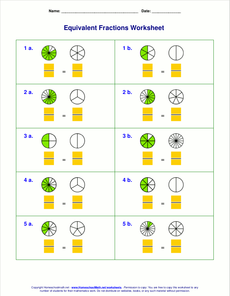 3rd Grade Equivalent Fractions Worksheet Pdf