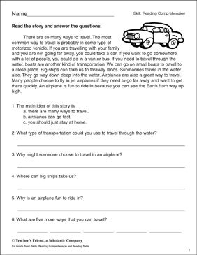 Comprehension For Class 6 Pdf