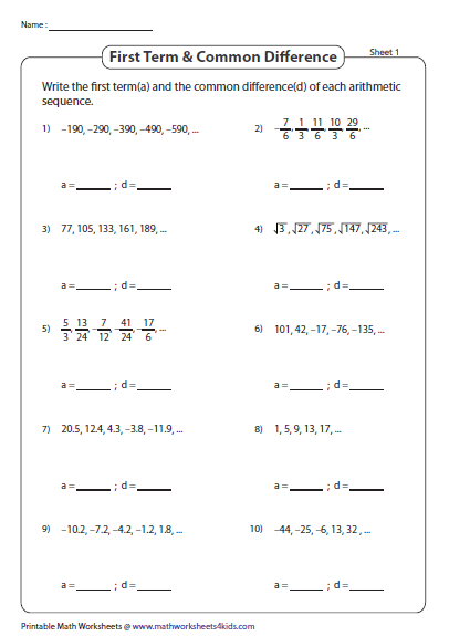 Arithmetic And Geometric Sequences Worksheet