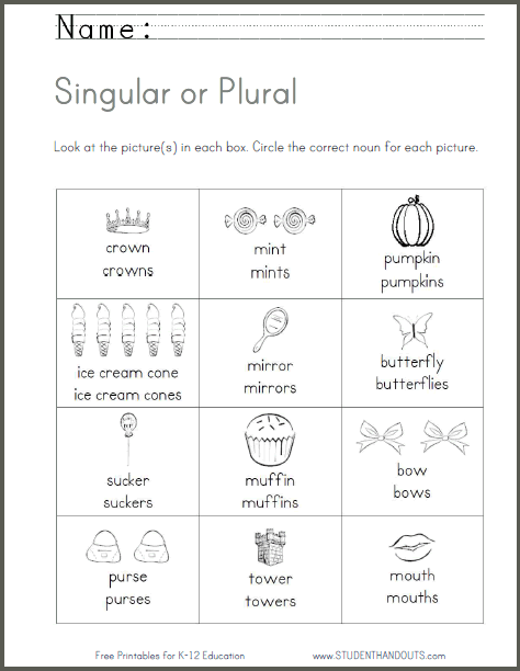 Plurals Worksheets For Grade 1