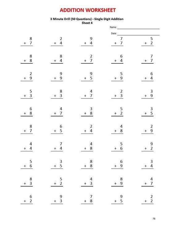 Grade 1 Worksheets Addition