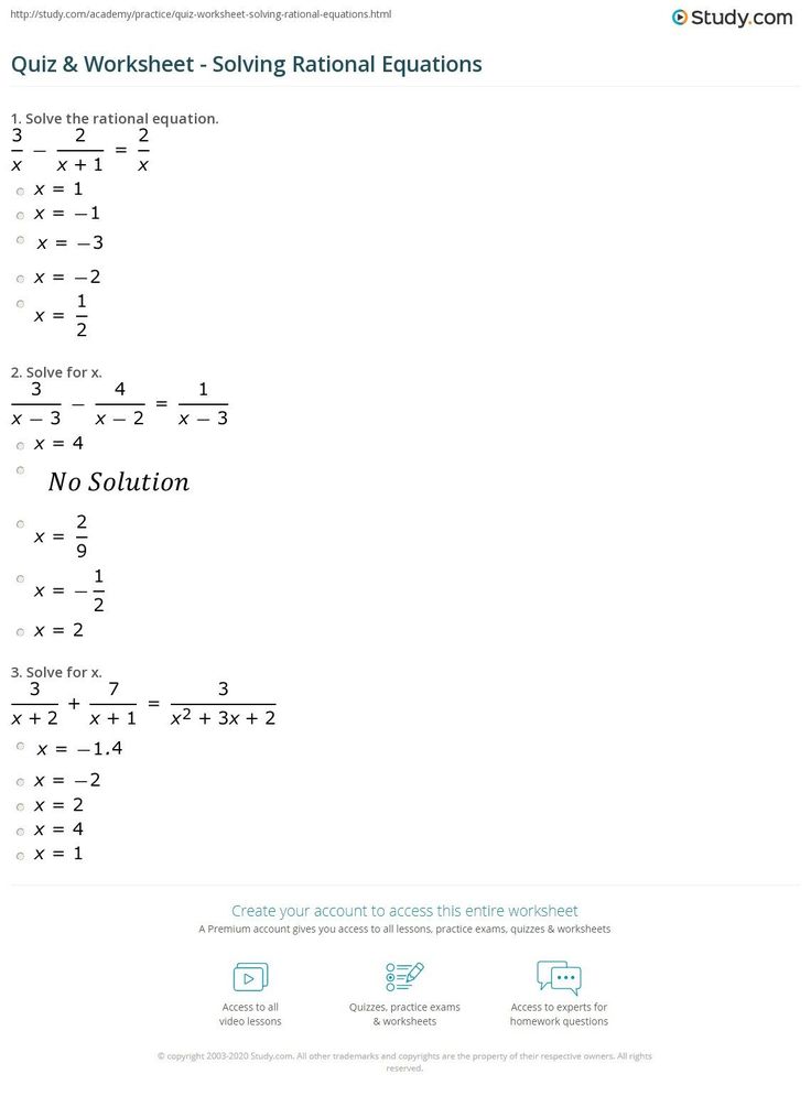 Practice Solving Rational Equations Worksheet