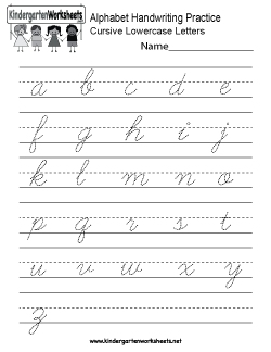 Cursive Handwriting Practice Sheets Alphabet