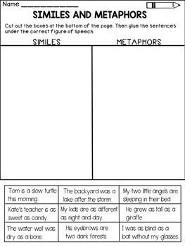 Simile And Metaphor Worksheet