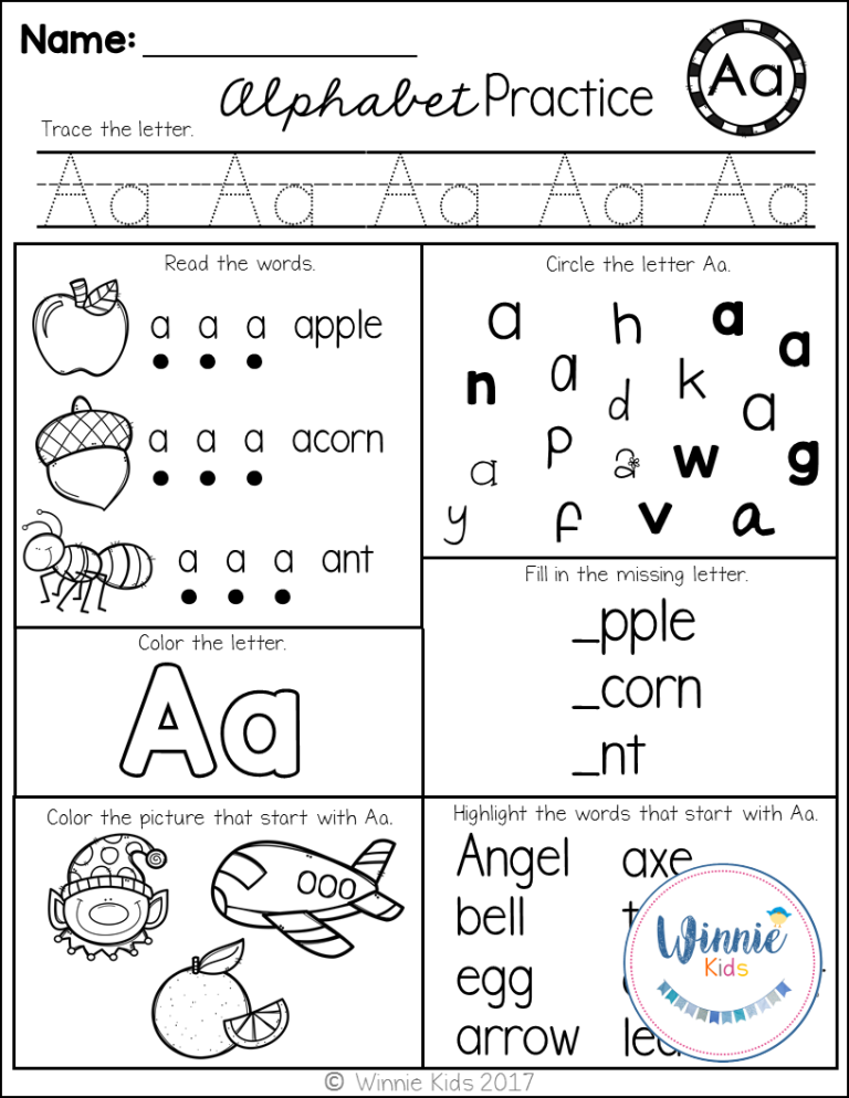 Alphabet Practice Sheets For Kindergarten