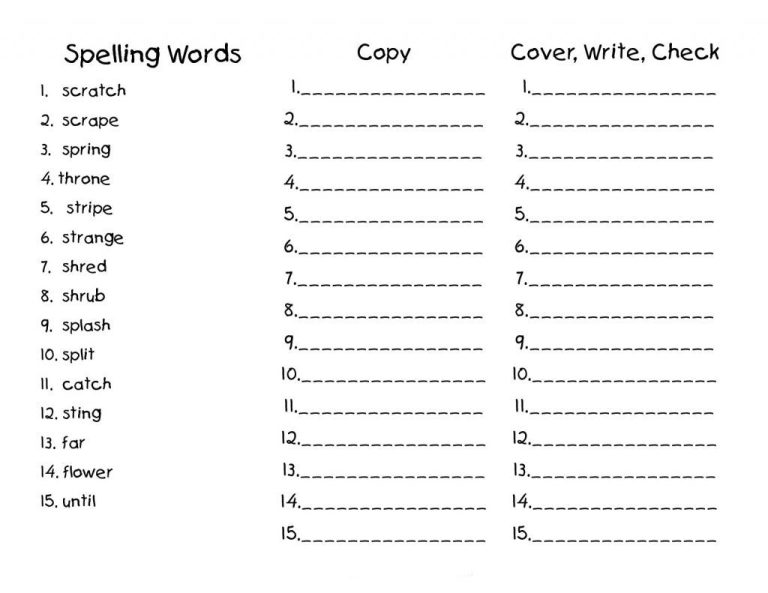 Spelling Practice Worksheets For 2nd Grade