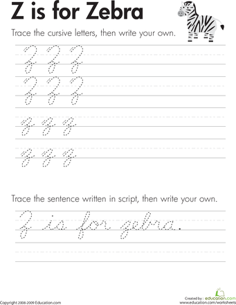 Cursive Writing Practice Sheets A-z