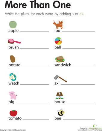 Plurals Worksheets With Pictures