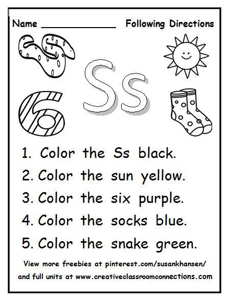 Following Directions Worksheet