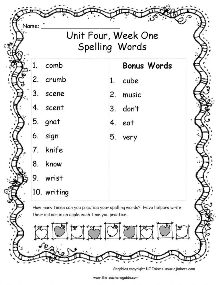 Spelling Worksheets For Grade 2