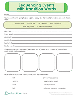 Transition Words Worksheet