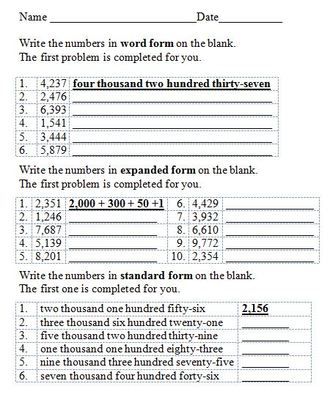 Standard Form Worksheet