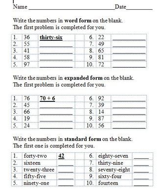 Standard Form Worksheet Answer Key