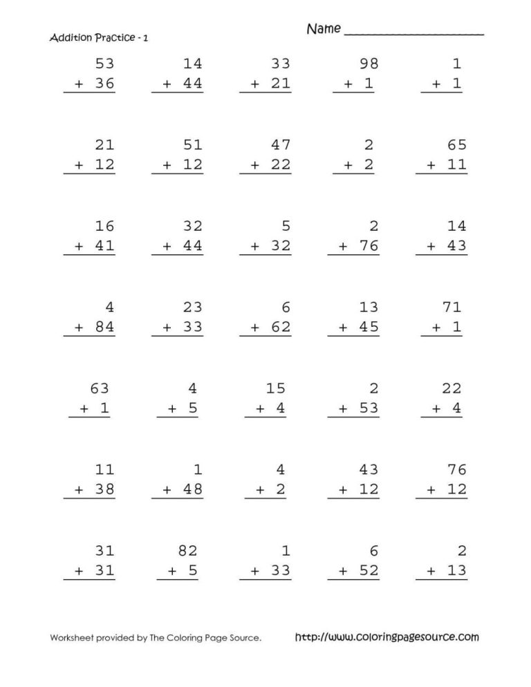 Math Addition Worksheets First Grade