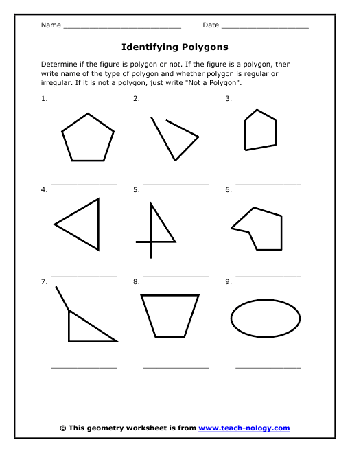 Polygons Worksheet Grade 3