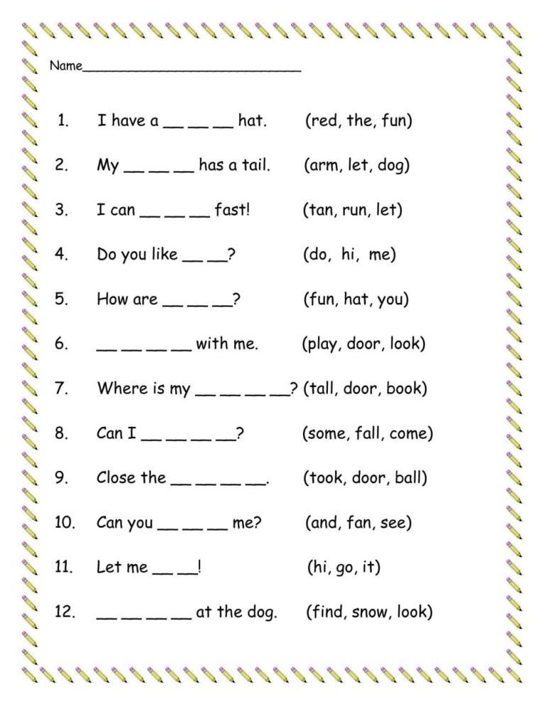 2nd Grade Sight Words Worksheets Pdf