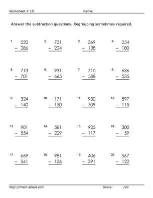 Third Grade Math Worksheets Free