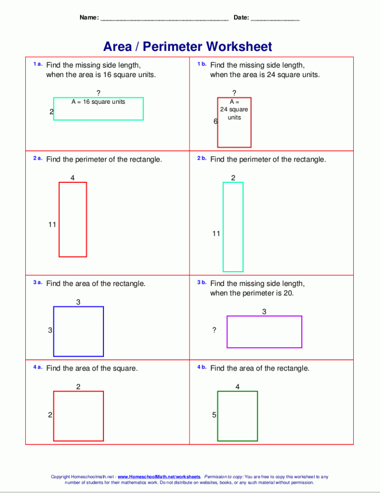 Perimeter Worksheets 6th Grade