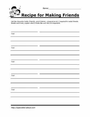 Social Skills Worksheets For Kindergarten