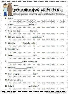 Possessive Pronouns Worksheet Grade 4