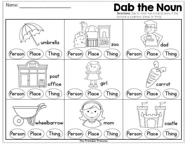 Nouns Worksheet For Kindergarten