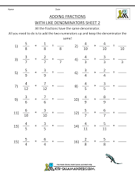 Adding And Subtracting Fractions With Different Denominators Worksheet