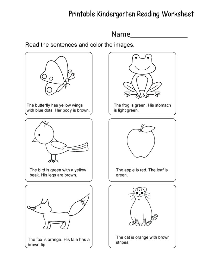 Kindergarten Reading Worksheets Pdf