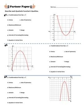 Quadratic Functions Worksheet Answers Algebra 2