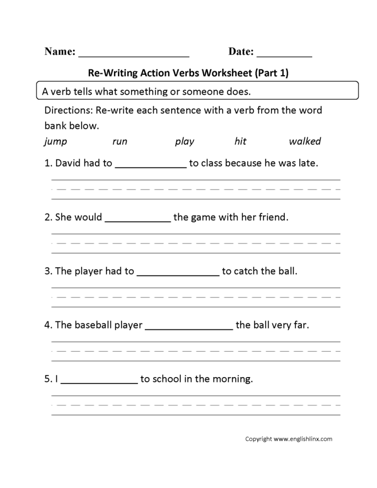 Linking Verbs Worksheet Answer Key