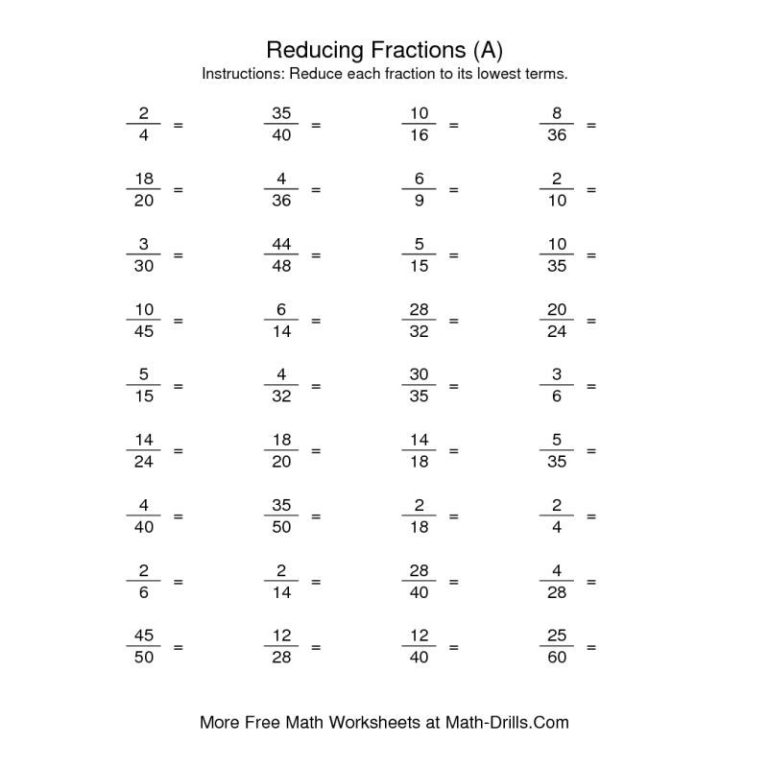 Simplifying Fractions Worksheet Grade 9