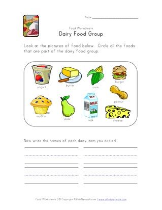 Food Groups Worksheets Grade 2