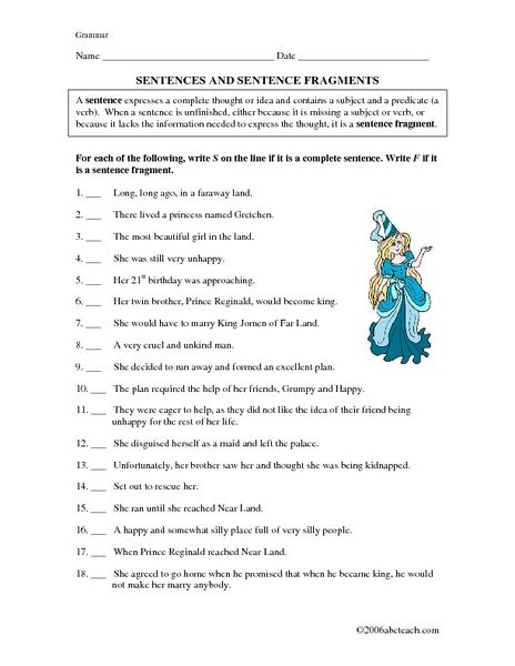 Sentence Fragment Worksheets 5th Grade