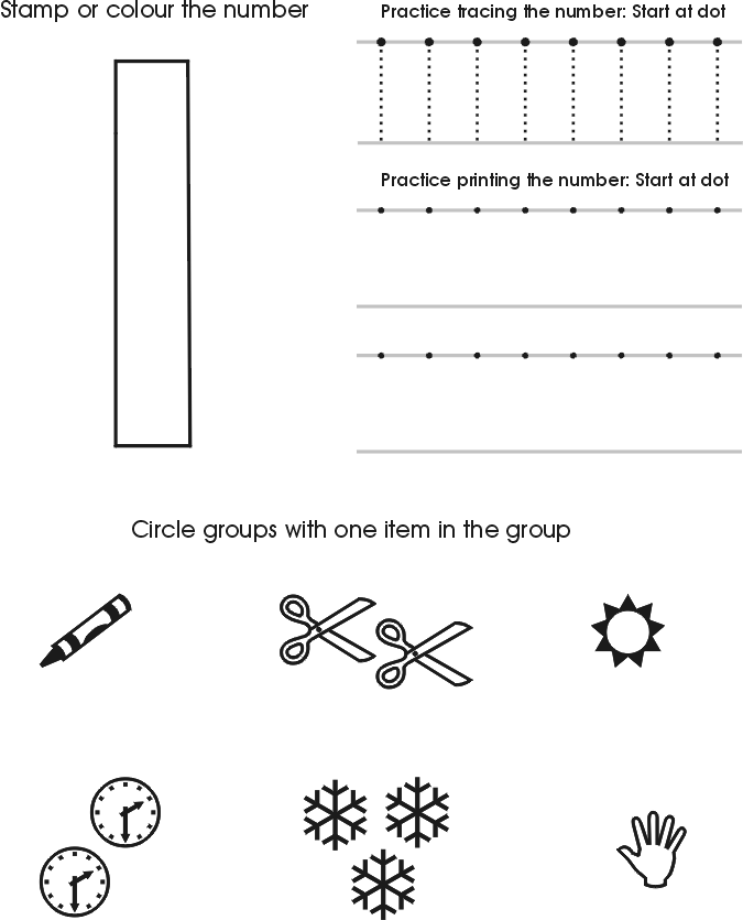 Number 1 Worksheets Printable