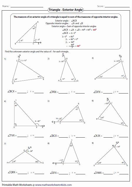 Finding Missing Angles In Triangles Worksheet Doc