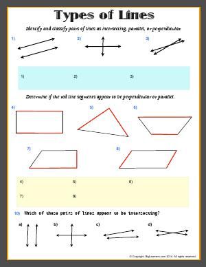 Identifying Angles In Parallel Lines Worksheet