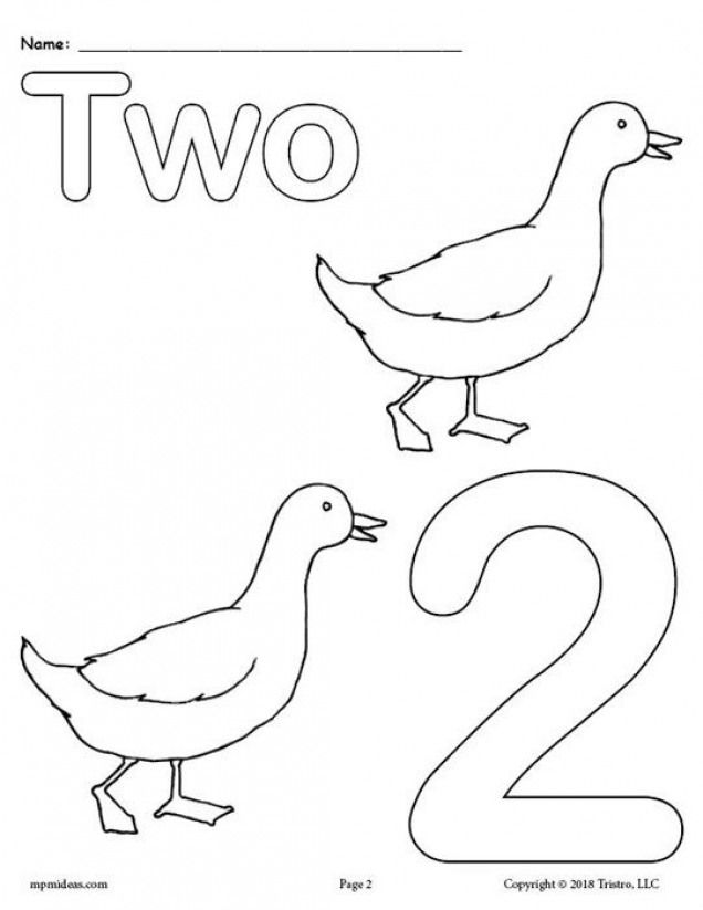 Number 2 Worksheets For 2 Year Olds