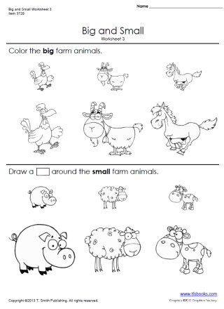 Big And Small Worksheets For Toddlers