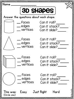 3d Shapes Worksheet Grade 1