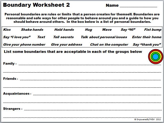 Setting Boundaries Worksheet